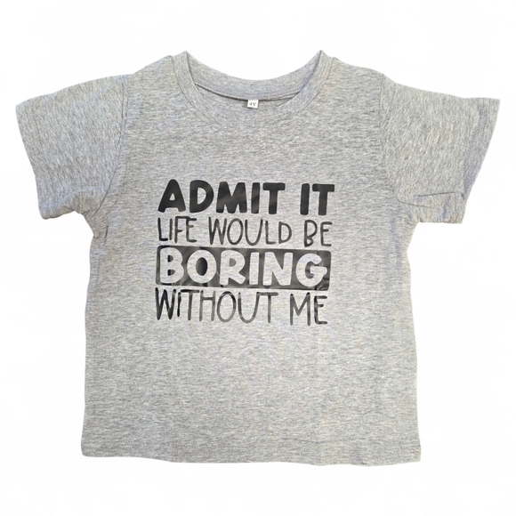 Boys 2 Pack Graphic T-Shirts - Grey and Black, Size 4 - Picture 2 of 3